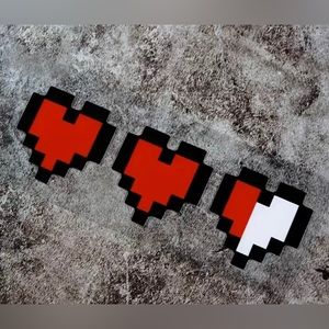 3/$20 Decal Retro Pixel Video Game Life Hearts Sticker